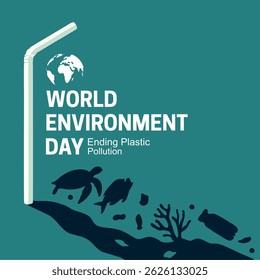 world environment day poster. Ending Plastic Pollution text. abstract vector illustration design.