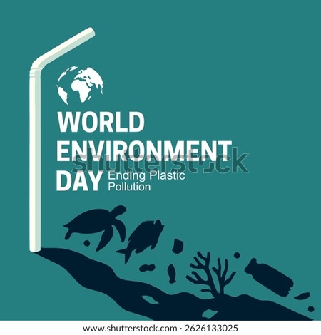 world environment day poster. Ending Plastic Pollution text. abstract vector illustration design.
