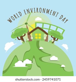 World Environment Day poster with environmentally friendly concept