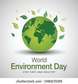 world environment day poster. global earth wearing surgical mask. covid-19, corona virus concept. vector illustration design.