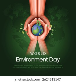 cartaz do dia do meio ambiente mundial. planta verde e globo. vetor abstrato ilustração design.