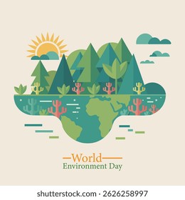 world environment day poster with  green plant . abstract vector illustration design.