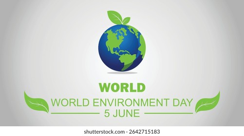 world environment day poster. green plant and globe. abstract vector illustration design.