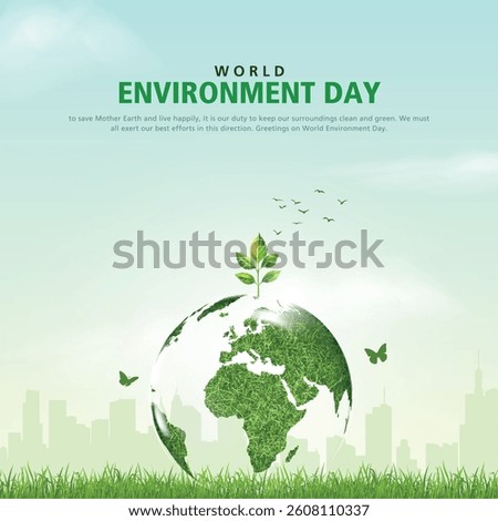 world environment day poster. green earth and glass globe. abstract vector illustration design.