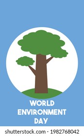 world environment day poster with lush tree illustration