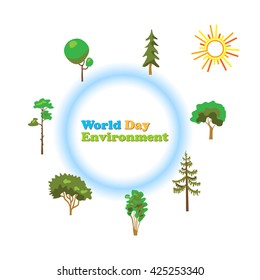 World environment day, poster. World environment day on white background of flat style.