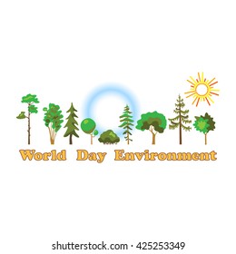 World environment day, poster. World environment day on white background of flat style.