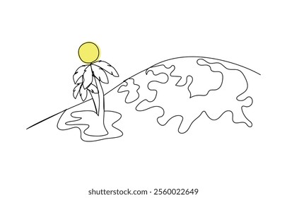World environment day poster in simple linear style line art 