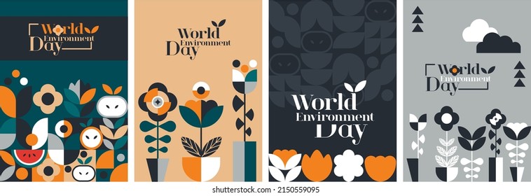 World environment day poster template. Abstract background with geometric simple shape. Flower shape, vector illustration. EPS 10