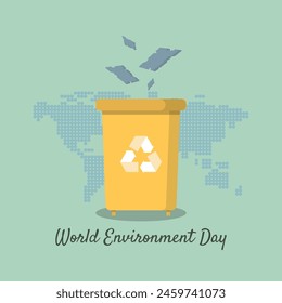 World Environment Day poster with throw away rubbish for recycling
