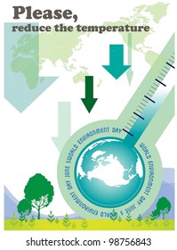 World Environment Day - protecting beautiful planet from global warming and pollution on blue background : vector illustration