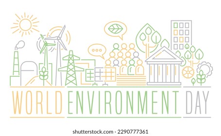 World Environment day. Protecting the Earth concept. Political and social platform for individuals, governments, and celebrities. Editable vector illustration isolated on a white background.