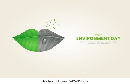 World Environment Day, Save Environment Save World, Creative Concept design for banner and poster. 3D illustration
