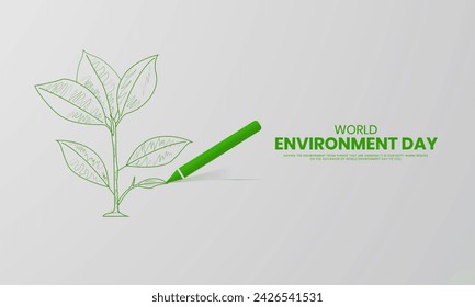 World Environment Day, Save Environment Save World, Creative Concept design for banner and poster. 3D illustration