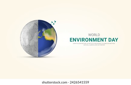 World Environment Day, Save Environment Save World, Creative Concept design for banner and poster. 3D illustration