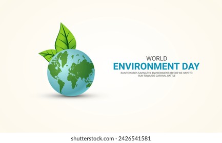 World Environment Day, Save Environment Save World, Creative Concept Design für Banner und Poster. 3D-Darstellung