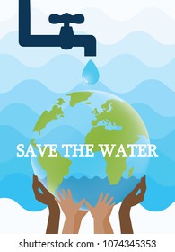 World Environment Day Saving Water World Stock Vector (Royalty Free ...