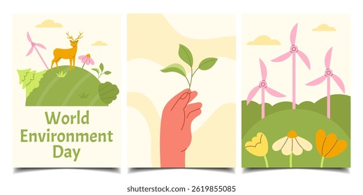 World Environment Day. Set of templates, posters, postcards
