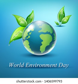 World environment day sign on blue background. Vector illustration.