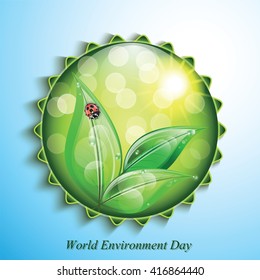 World environment day sign on blue background. Vector illustration.