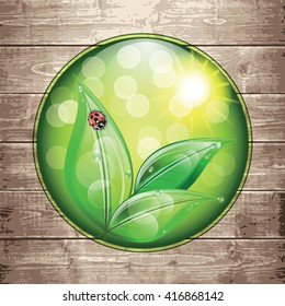 World environment day sign on wooden texture background. Vector illustration.
