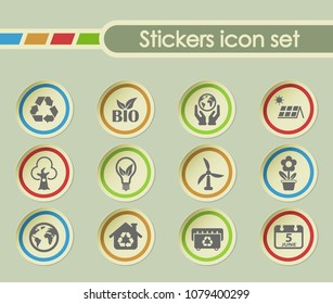 world environment day simple vector icons on round stickers