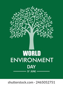 Weltumwelttag. Einfache Vektorgrafik Web Banner, Poster Vorlage Design, auf grünem Themenhintergrund. Happy Environment Day, 5. Juni. Vektorillustration