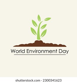 World Environment Day with small tree and soil greeting card