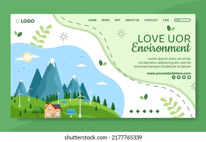 World Environment Day Social Media Landing Page Template Flat Cartoon Background Vector Illustration