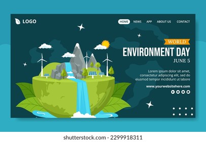 World Environment Day Social Media Landing Page Flat Cartoon Hand Drawn Template Illustration