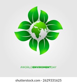 World Environment Day Square Banner - Green Globe Illustration for Eco Awareness. Ideal for promoting ecological campaigns, environmental awareness events, Earth Day content and social media post
