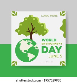 World environment day square vector social media banner design template.
