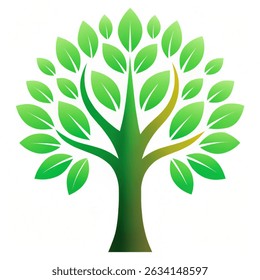world environment day. symbol or icon with Green tree and leaves Vector illustration isolated on white background. 