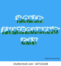 WORLD ENVIRONMENT DAY text of clouds and trees