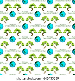 World Environment day texture with trees, globe and text