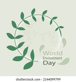 The world environment day that is environmentally friendly with leaves surrounding the earth ,vector illustration with green text on World Environment Day .
Concept design for posters, banners.