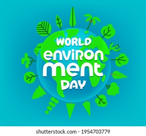 World environment day vector banner with trees and the Earth