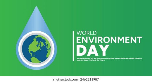 World Environment Day vector graphic is great for World Environment Day celebrations. World Environment Day - vector abstract  world map concept. Save the water - Environment Day