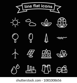 World environment day vector icons isolated on white background. Flat outline black and white vector illustration.