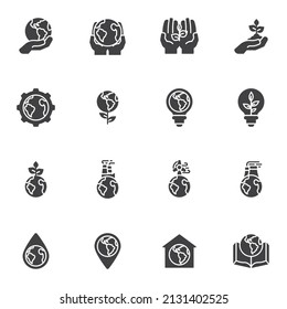 World environment day vector icons set, modern solid symbol collection, filled style pictogram pack. Signs, logo illustration. Set includes icons as alternative energy, eco friendly, nature pollution