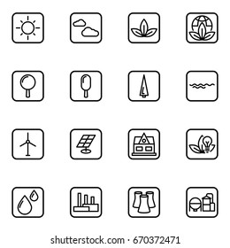 World environment day vector icons isolated on white background. Flat outline vector illustration.
