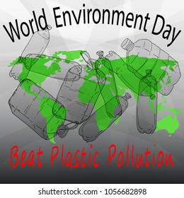 World Environment Day vector illustration. Beat Plastic Pollution. 