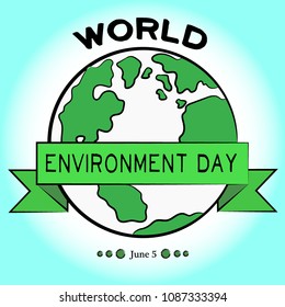World environment day vector illustration. Green globe planet earth. Save the nature. Protect the earth and nature.