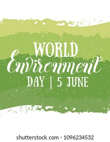 World environment day. Vector illustration with the words, wooden signboard and green leaves. Eco friendly ecology concept. 