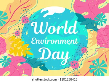 World Environment Day vector illustration. Vector illustration with floral frame. Save date illustration for greeting card, poster. srock vector
