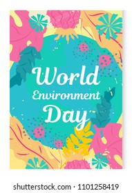 World Environment Day vector illustration. Vector illustration with floral frame. Save date illustration for greeting card, poster. srock vector