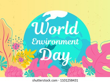 World Environment Day vector illustration. Vector illustration with floral frame. Save date illustration for greeting card, poster. srock vector