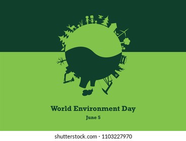 World Environment Day vector. Environment vector illustration. Earth on a green background. Important day
