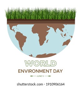 World Environment Day - vector illustration of an environmental concept to save the world. Isometric about caring for the earth. Suitable for greeting card, square banner, poster