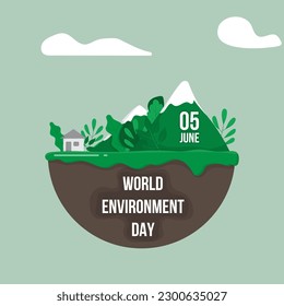 World Environment day vector illustration in flat design with nature concept